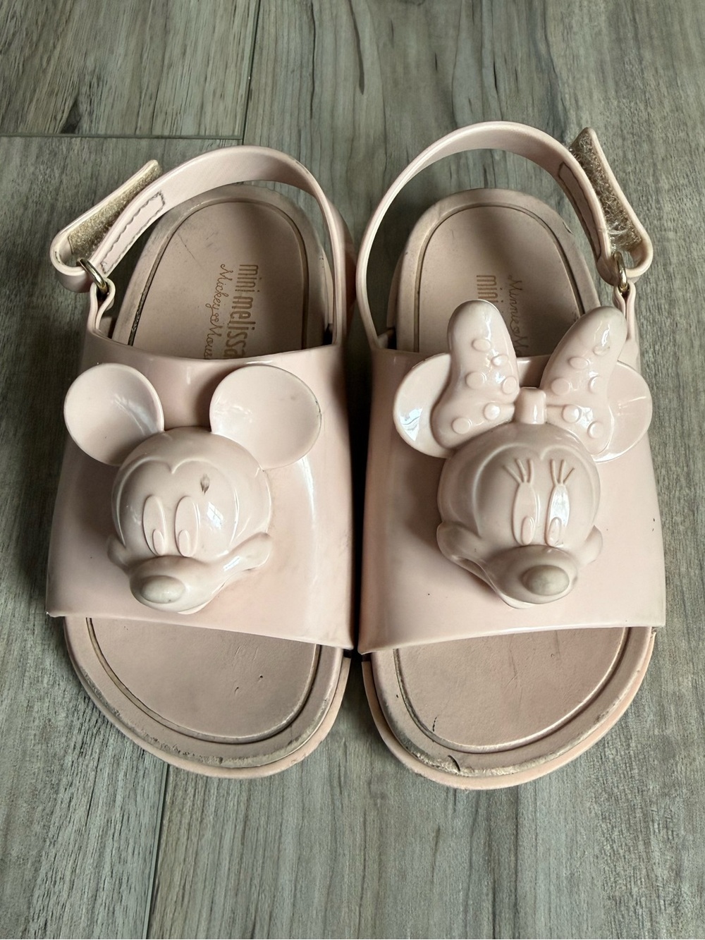 Mini Melissa Kids' Pink Mickey & Minnie Jelly Sandals Size 8